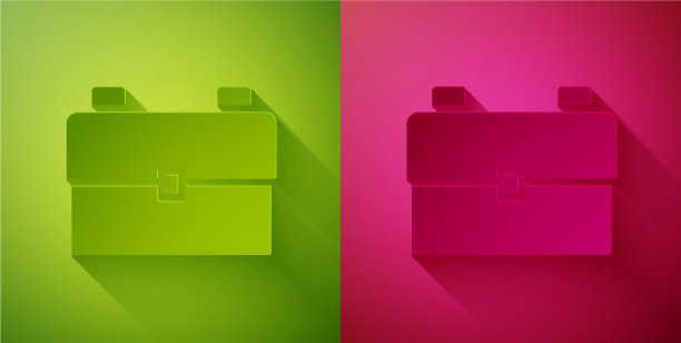 剪纸学校书包图标孤立在绿色图片下载