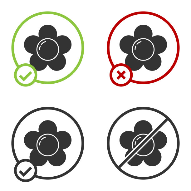 黑色花图标孤立在白色背景图片下载