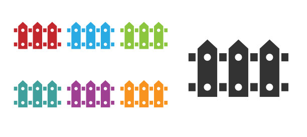 黑色花园栅栏木制图标孤立在白色图片下载