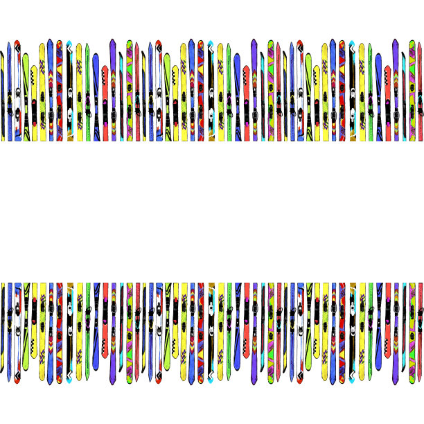 彩色无缝边界与滑雪板图片下载