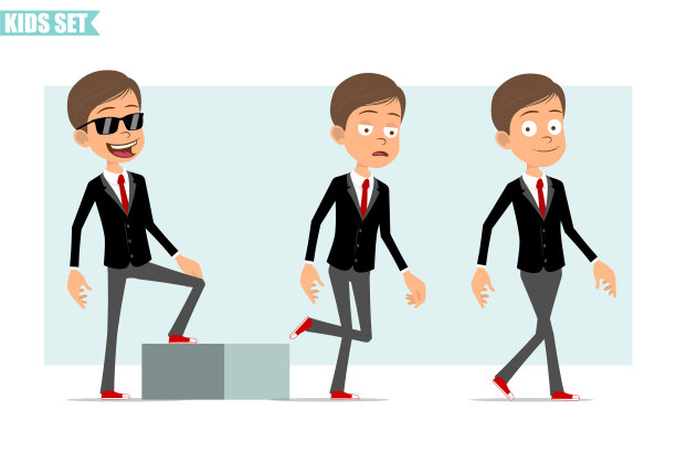 卡通平商童子人物向量集图片下载