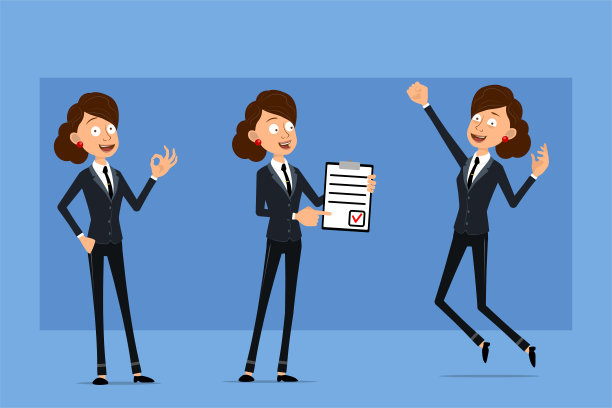 卡通扁平滑稽商业女人人物集图片下载