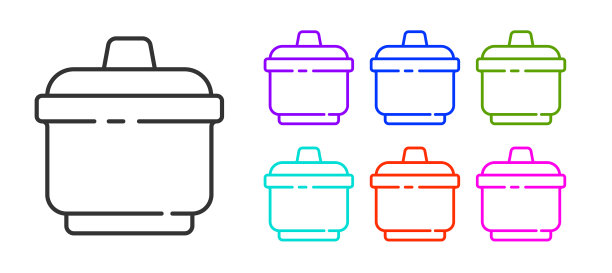 黑线烹饪锅图标孤立在白色图片下载