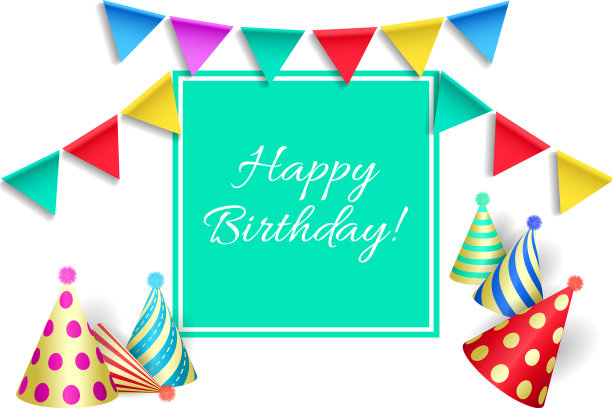 带派对帽的生日贺卡图片下载
