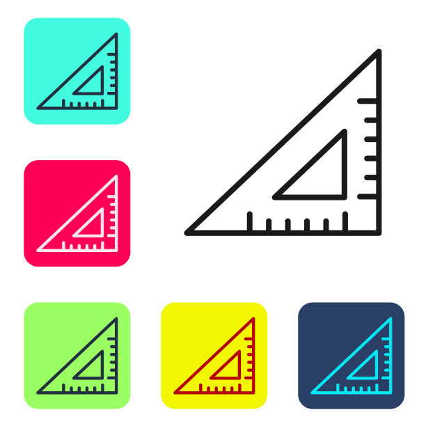 黑线三角形标尺图标孤立在白色上图片下载