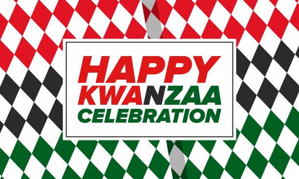 宽扎节快乐庆典。非洲和非裔美国人文化节日。7天的节日，庆祝每年的12月26日至1月1日。黑人历史。海报，卡片，横幅和背景。向量图片下载