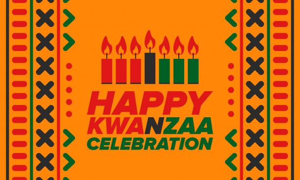 宽扎节快乐庆典。非洲和非裔美国人文化节日。7天的节日，庆祝每年的12月26日至1月1日。黑人历史。海报，卡片，横幅和背景。向量图片下载