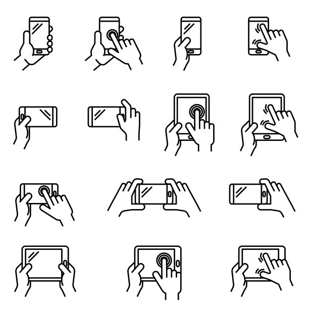 手握智能手机和平板电脑图标设置图片下载