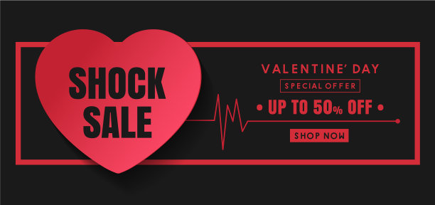 情人节概念震撼销售横幅设计图片下载