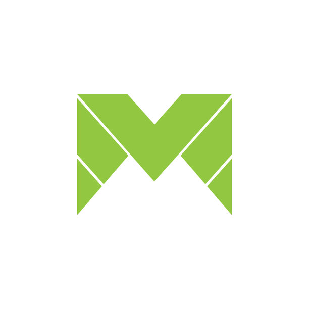 字母M简约几何纸质折纸logo图片下载