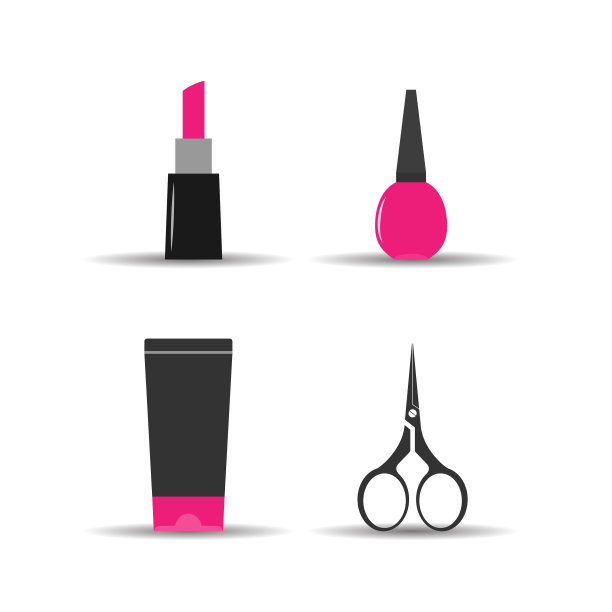 女人把化妆品隔离在白色上图片下载