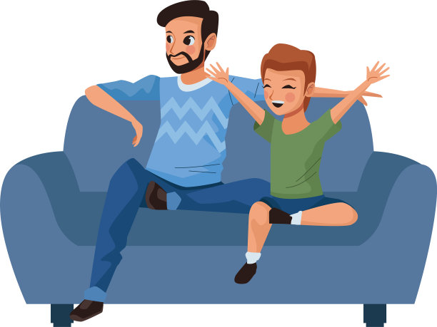 父亲和儿子在沙发头像的角色图片下载