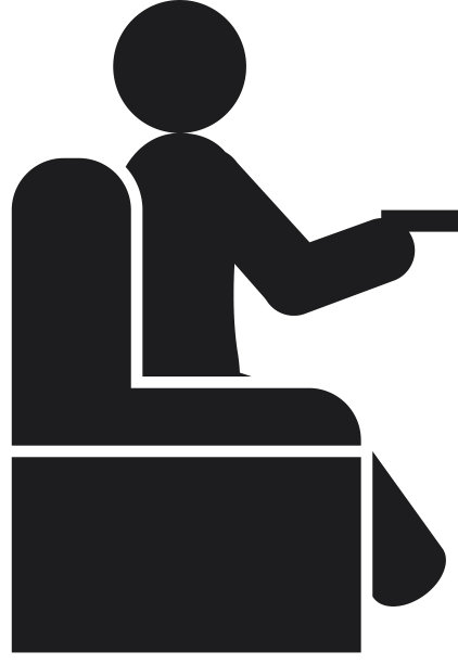 一个手持遥控器坐在椅子上的象形人像图片下载