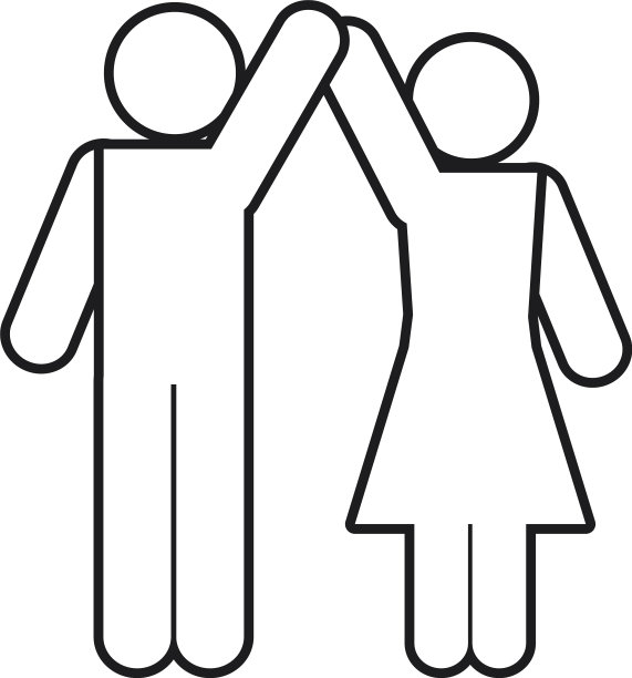 象形文字幸福夫妻图标线条风格图片下载