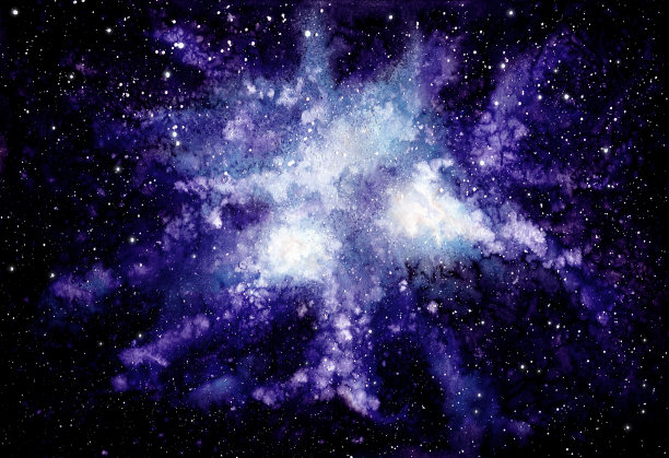 水彩浅蓝色星系和星星图片下载