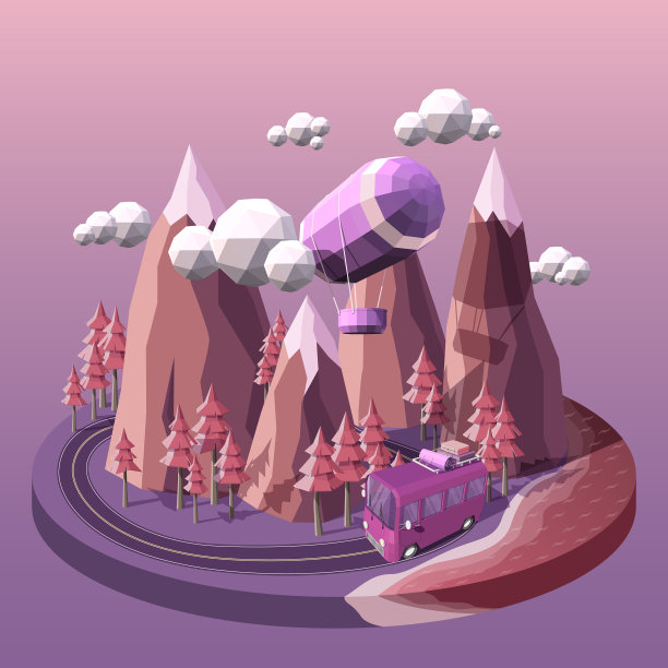 一辆公共汽车和一艘飞艇在上面图片下载