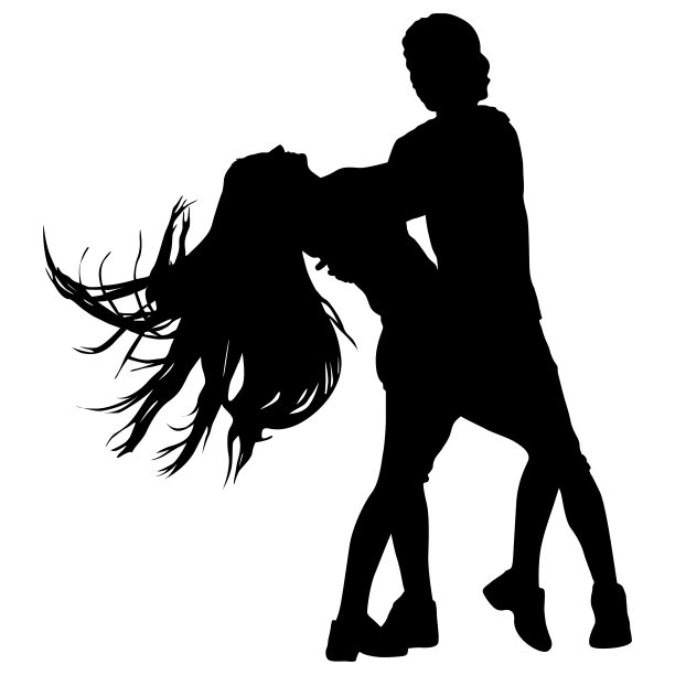 黑色剪影在白色背景上跳舞的男人和女人图片下载