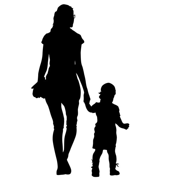 白色背景上幸福家庭的剪影图片下载