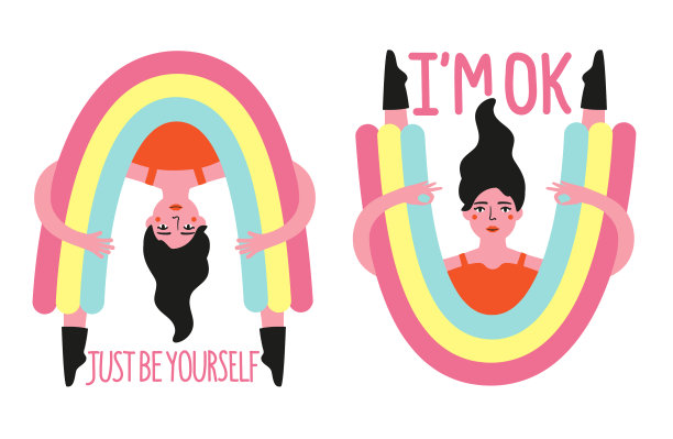 和女孩在彩虹风格的裤子我还好图片下载