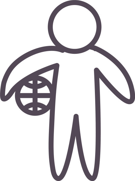 球员与球篮球线风格图标图片下载