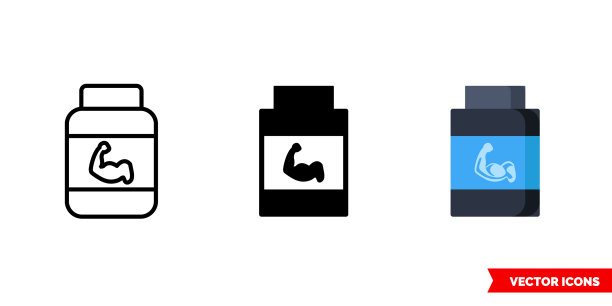 蛋白质图标3种类型孤立符号图片下载