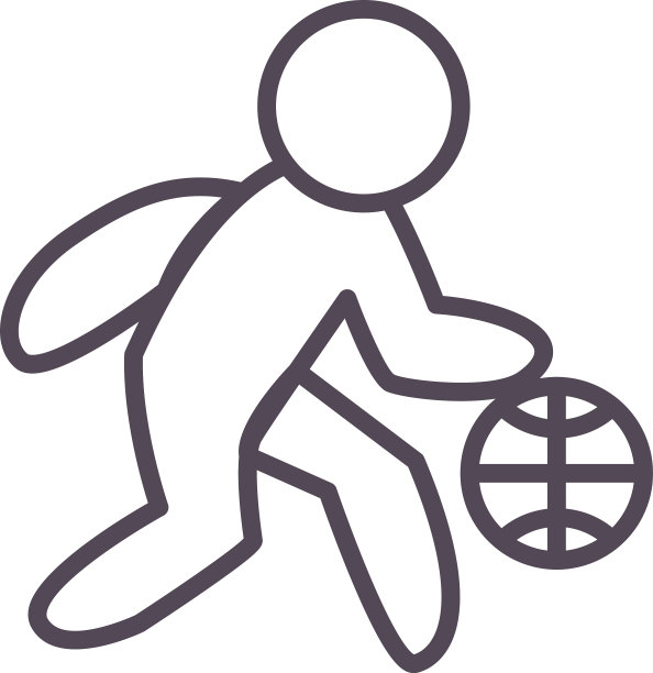 球员与球篮球线风格图标图片下载