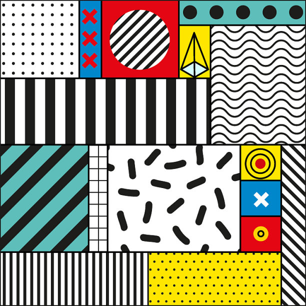 无缝模式在孟菲斯风格几何图片下载