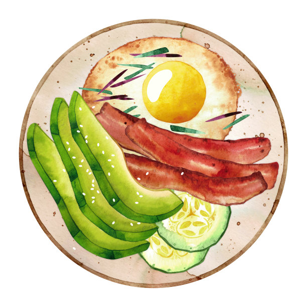 孤立的水彩早餐图片下载