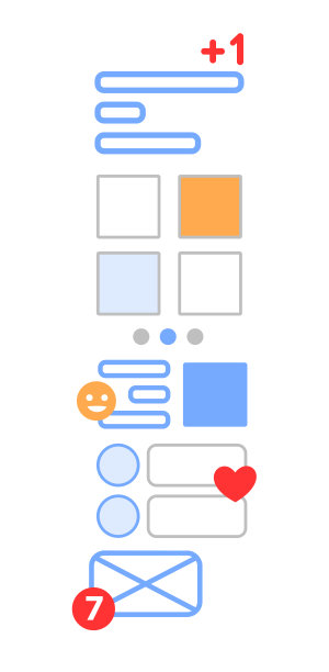 垂直新闻feed，社交网络和社区，分页新闻和帖子。行向量。概念聊天，对话框，对话图标符号。手机短信通知孤立插图图片下载