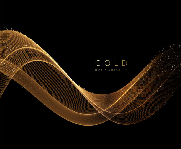 抽象闪亮的金色波浪设计元素。流波金图片下载