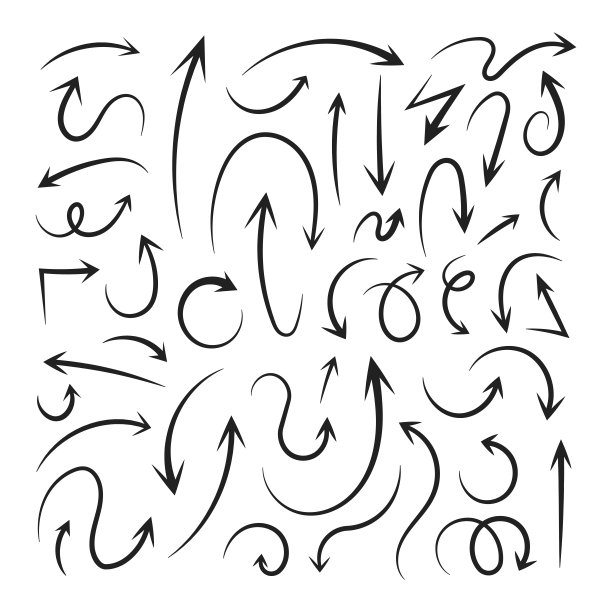 手绘的箭头元素在涂鸦风格图片下载