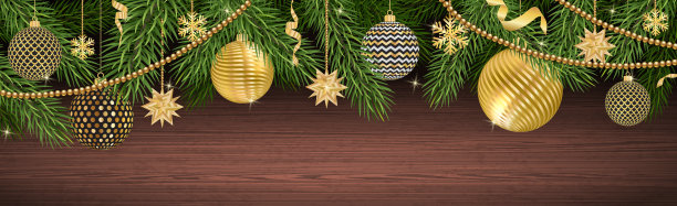 圣诞背景，圣诞树配新年玩具图片下载