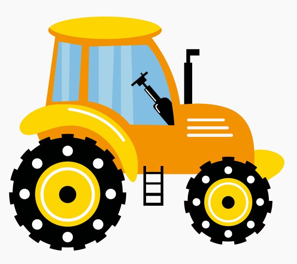 拖拉机。建筑设备。儿童插图。白色背景隔离。图片下载