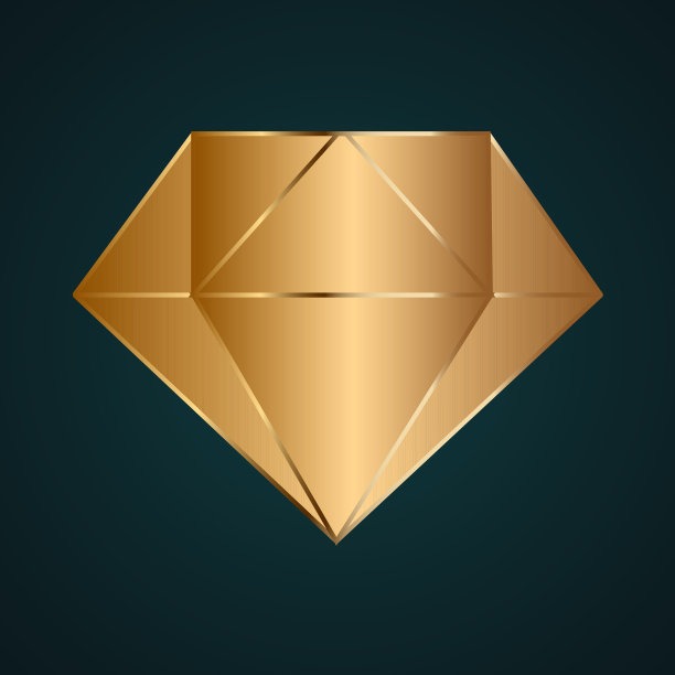 3D钻石图标矢量标志。梯度黄金图片下载