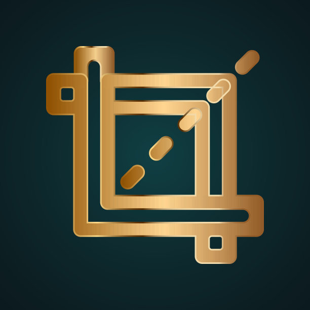 裁切工具矢量图标。梯度黄金图片下载