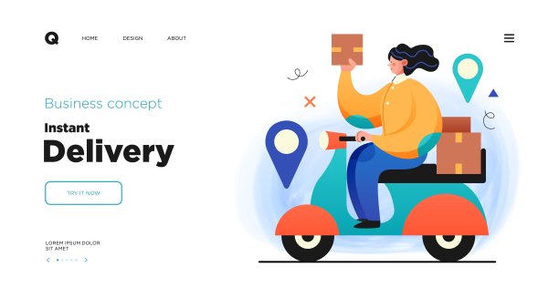快递服务登陆页面模板网站设计。业务概念插图。现代风格。图片下载