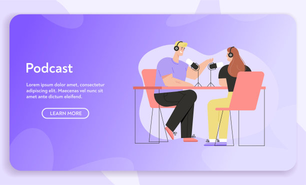 播客概念的矢量横幅图片下载