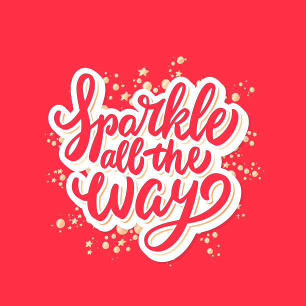 一路闪亮。圣诞快乐矢量字母贺卡。图片下载