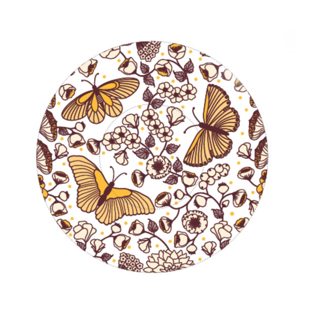 圆形图标与蝴蝶和花朵图案图片下载