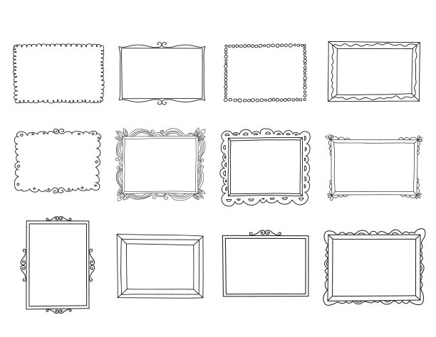 手绘框架套。卡通风格。向量。图片下载