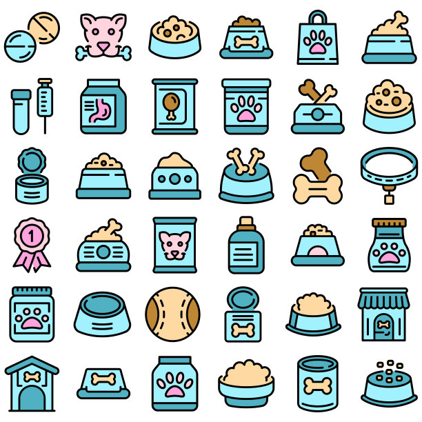 狗粮图标设置矢量平图片下载