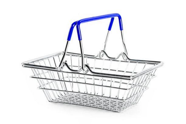 空的购物篮蓝色的把手图片下载