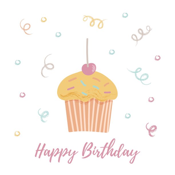 小蛋糕设计，生日快乐贺卡。图片下载