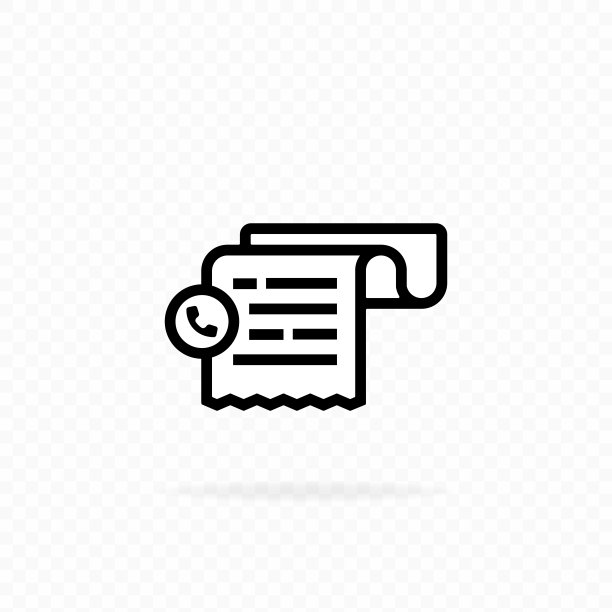收银凭证图标。电话账单收据图标。发票图标。手持收据账单。支付账单图标。矢量图位于透明背景上图片下载