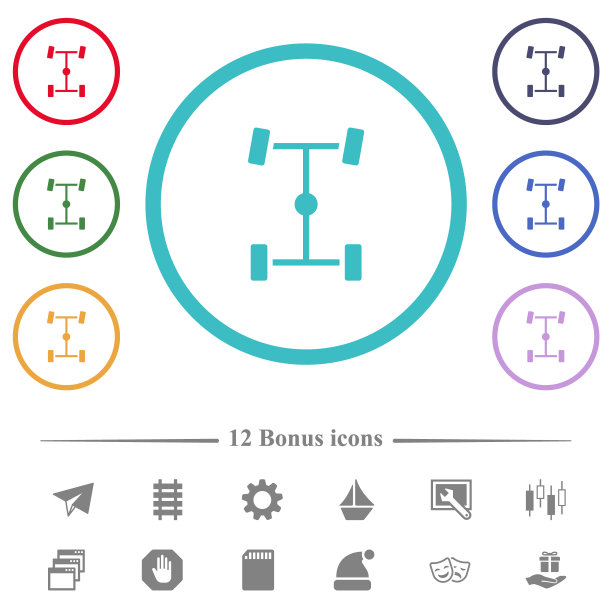 中央差分平面颜色图标在圆形形状轮廓图片下载
