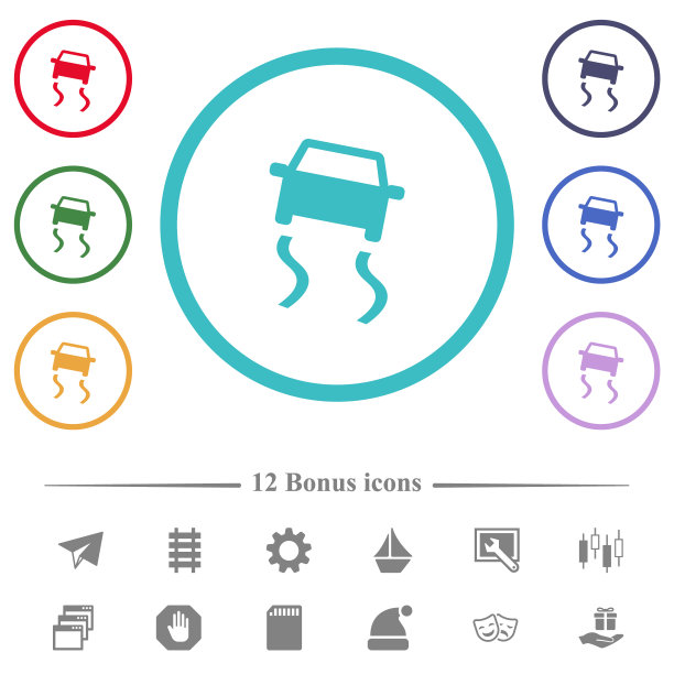 滑路仪表盘指示器，平色图标，圆形轮廓图片下载