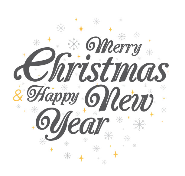 圣诞节新年字母与雪花星星矢量素材图片下载