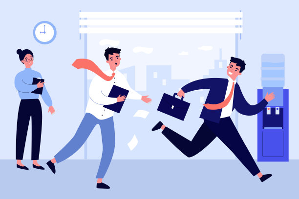 办公室职员追着同事跑图片下载