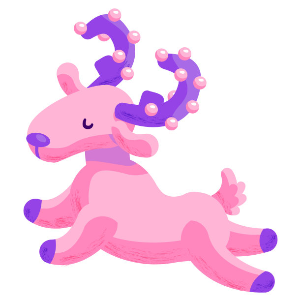 粉红色的圣诞鹿在白色孤立的背景图片下载