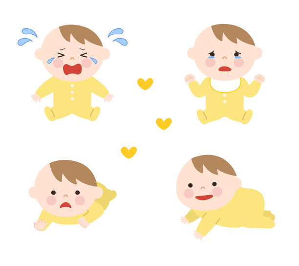 表情丰富的婴儿穿着蓝色婴儿服。图片下载